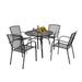 5 Pcs Round Patio Dining Set Metal Outdoor Furniture in Grey