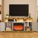 Moasis Mirrored TV Stand with Electric Fireplace for TVs up to 65 inch