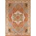 Orange Geometric Heriz Serapi Oriental Rug Hand-Knotted Wool Carpet - 8'8"x 11'7"