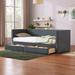 Twin Size Stripe Design Corduroy Daybed with 2 Drawers for Apartment, Wood Structure Bedframe Wood Slat Support, Grey