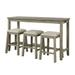 4 Pieces Counter Height Table with Fabric Padded Stools,Rustic Bar Dining Set with Socket