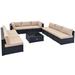 10 Piece Outdoor Wicker Conversation Set with Seat and Back Cushions - 29" x 25" x 25"