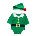 Quealent Boys Childrenscostume Male Big Kid Toddler Boy Suit Christmas Baby Boys Girls Cartoon Print Romper Bodysuit with Hat Set (Green 0-3 Months)