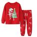 Quealent Boys Childrenscostume Male Big Kid Baby Set Boy Kids Christmas Pajamas Cotton Long Sleeve Matching Holiday Set Toddler Boys Girls Baby (Red 2-3 Years)