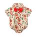 Quealent Boys Childrenscostume Male Big Kid Going Home Outfit Baby Boy Baby Boy Bow Gentleman Xmas Bodysuit Christmas Santa Romper 2 (Beige 6-12 Months)