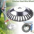 8 inch Rotary Weed Brush Joint Twist Knot Steel Wire Wheel Brush Disc Trimmer Head Universal fit Straight Shaft Trimmer.Weeding rusting snow removal