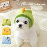 Yirtree Pet Hat Small Dinosaur Shape Warm Soft Comfortable to Wear Quirky Dog Headgear Photography Accessories