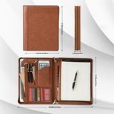 LeatherBelief Zippered Portfolio Leather Business Padfolio Resume Document Storage Professional Portfolio Letter Size Brown