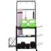 DSstyles Yoga Mat Holder 3 Tier Yoga Mat Storage Rack with Ball Cage Movable Yoga Mat Rack with Hooks Home Gym Storage for Dumbbell Kettlebell and More Gym Accessories