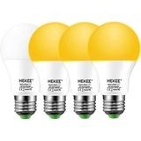 Dusk To Dawn Light Bulbs A19 8W 720 Lumens Amber LED Sensor Bulb 60W Equivalent Outdoor Security Bulb E26 Screw Base - 4-Pack