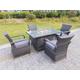 Fimous Rattan Garden Furniture Gas Fire Pit Rectangle Round Dining Table And Dining Chairs 4 Seater + Rectangular Table