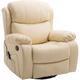 Homcom - pu Leather Recliner Chair with Massage and Heat Swivel Rocking Armchair Beige - Beige