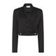 Women's Cropped Blazer In Black Large Roses are Red
