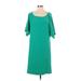 Elizabeth and James Casual Dress - Shift Scoop Neck 3/4 sleeves: Green Print Dresses - Women's Size X-Small