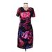 Adrianna Papell Casual Dress - Sheath Scoop Neck Short sleeves: Purple Floral Dresses - Women's Size 6
