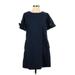 Marled by Reunited Casual Dress - Mini High Neck Short sleeves: Blue Print Dresses - Women's Size Small