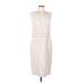 David Meister Casual Dress - Sheath Crew Neck Sleeveless: Ivory Print Dresses - Women's Size 10