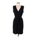 Banana Republic Casual Dress - Wrap: Black Solid Dresses - Women's Size Medium