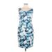 L.K. Bennett Casual Dress - Sheath Scoop Neck Sleeveless: Blue Floral Dresses - Women's Size 10