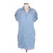 Thread & Supply Casual Dress - Mini Collared Short sleeves: Blue Dresses - Women's Size Medium