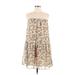 Mittoshop Casual Dress - Mini Mock Sleeveless: Tan Print Dresses - Women's Size Medium