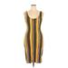 Love J Casual Dress - Bodycon Scoop Neck Sleeveless: Yellow Print Dresses - Women's Size X-Large