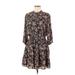 Rebecca Minkoff Casual Dress - Shirtdress High Neck 3/4 sleeves: Black Print Dresses - Women's Size Medium