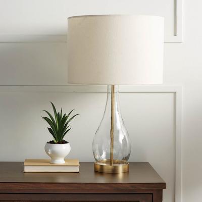 Katrina Table Lamp - Clay, Clear Base With Drum Sh...