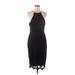 NSR Casual Dress - Sheath Halter Sleeveless: Black Print Dresses - Women's Size Large