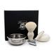 Mens Shaving Gift Set Includes Safety Razor, Pure White Badger Shaving Brush- Shaving Soap and Bowl | Perfect Mens Gromming Set