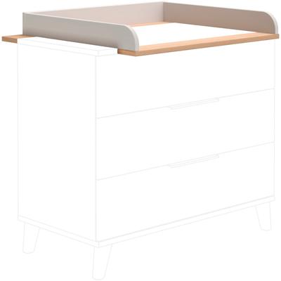 Wickelaufsatz PAIDI "Fiene", grau (kieselgrau, scandinavian wood), B:110cm H:13cm T:79cm, Wickelaufsätze, hoher Wickelkranz mit weichen Radien und gerundeten Kanten