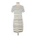 Theory Casual Dress - Sheath Crew Neck Short sleeves: Ivory Stripes Dresses - Women's Size P