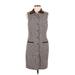 Talbots Casual Dress - Sheath Collared Sleeveless: Brown Print Dresses - Women's Size 8