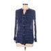 H&M Long Sleeve Button Down Shirt: Blue Tops - Women's Size 6