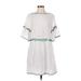 Club Monaco Casual Dress - Mini High Neck Short sleeves: White Print Dresses - Women's Size Small