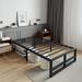 Latitude Run® Francine 14" No Headboard Metal Bed Frame w/ Cross Bed End Metal in Black | 14 H x 37.8 W x 74.4 D in | Wayfair