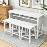 Latitude Run® Novaleigh 4-Piece Dining Table Set, Console Kitchen Table & 3 Stools for Small Places Wood in White | 36.2 H x 18 W x 60 D in | Wayfair