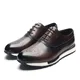 Oxford-Chaussures de rencontre en cuir véritable faites à la main pour hommes Brogues à lacets