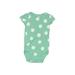 Carter's Short Sleeve Onesie: Green Bottoms - Size 9 Month