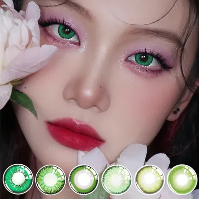 UYAAI Natural Colored Contacts Lenses 2pcs Green Contacts Beautful Pupils Color Contacts Yearly Makeup Green Eyes Contact Lens
