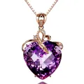 14 K Rose Gold Real Amethyst 45 Cm Necklace Pendant Female Gemstone Chain Jewelry Clavicle