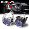 Sinolyn lenti per proiettore Bi Xenon da 2.5 pollici per fari H7 H4 rivestimento blu a nido d'ape Devil Eyes faro per auto accessori per auto, proiettori lenticolari auto