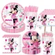 Disney Minnie Mouse Party Decorations Pink Minnie Tableware Paper Cups Plates Napkin Tablecloth