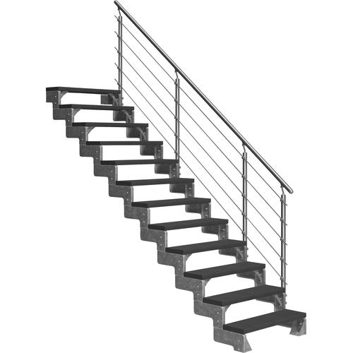 „DOLLE Außentreppe „“Gardentop““ Treppen 14 TRIMAX-Stufen anthrazit, inkl. einseitigem AluMetallES Gr. gerade, grau (anthrazit) Treppen“