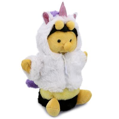 DolliBu Honeybee Unicorn Plush Stuffed Animal Hand Puppet with Outfit - 10 inches