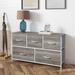 5 Drawer Dresser-Wood Top/Iron Frame/Fabric Drawers with Wooden Handles