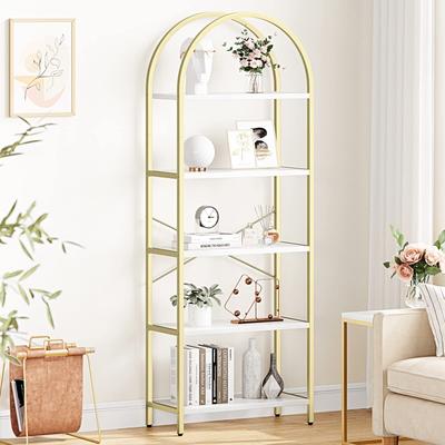 5 Tier Bookcase Arched Display Racks Tall Standing Storage Rack - 23.62