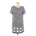 Lulus Casual Dress - Shift Scoop Neck Short sleeves: Gray Floral Dresses - Women's Size Medium