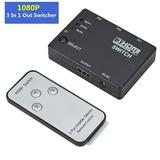 RIWPKFH HDMI Splitter 3 In 1 Out Switcher 3 Port Hub Box Auto Switch 3x1 1080p HD 1.4 With Remote Control for HDTV XBOX360 PS3
