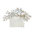 NUOLUX Wedding Rhinestone Alloy Leaf Hair Comb Bridal Pearl Beaded Comb Jewelry for Decoration Party (Golden)